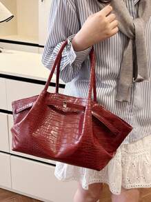 Dedoo 1buc FEISTURE Geantă de tote din piele intoarsa, de mare capacitate, de culoare solida, matura eleganta pentru femei, geanta de lucru in stil vintage, potrivita pentru fete, doamne, studenti, angajati de birou