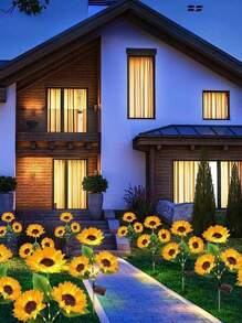 1 PIEZA Luz solar LED decorativa en forma de girasol, resistente al agua, con 1 cabezal o 3 cabezales, adecuada para decorar patios, céspedes, jardines, pasillos, etc.
