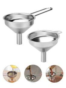1pc Small Funnels, Stainless Steel Mini Metal Food Funnel, Long Handle Funnel, Perfume Packaging Funnel, Metal Oil Liquid Funnels, Stainless Steel Kitchen Funnel ,With Handle Cooking Funnel, Oil Funnel, Kitchen Funnel, Kitchen Gadgets, It Can Transfer Canned Edible Oil, Juice, Essential Oil, Beans, Salt, Soy Sauce, Red Wine And More,