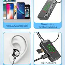 Écouteurs sans fil avec tour de cou Bluetooth 5.3 Mains libres HIFI Casque intra-auriculaire Écouteurs Bluetooth avec micro Prise en charge de la carte SD 150mAh