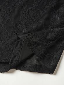 Women's Sexy Lace 2-Piece Outfit - Night Clubwear  Lace Tube Top Mini Dress Top With Stockings Set Lace  Leggings Set, Perfect For Birthday, New Year, And Valentine's Day - 黑色 - 查看 9