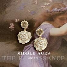 复古珐琅山茶花珍珠耳环，简约时尚 - 完美戀人 - 查看 6