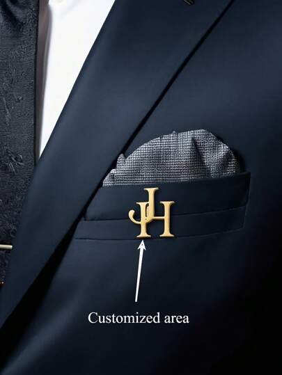 Customized Initial Brooch, Personalized Couple Letter Wedding Brooch, Stainless Steel Lapel Pin For Gentlemen, Groomsman Brooch, Teacher's Day Gift, Fashionable Jewelry For Men,Delicate Romance, Utilitarian Chic