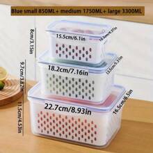Set da 9 pezzi di organizzatori per frigorifero - sistema versatile da cucina impilabile per frutta e verdura | 3 coperchi, 3 cestini, 3 scatole con vassoio di drenaggio