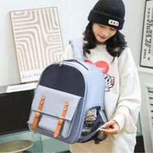 1pc Pet Carrier Backpack, Portable And Breathable Canvas Design, Comfortable And Cute, Available In Multiple Colors - Multicolor - View 8