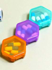 3 件装迷你药盒便携式透明药盒旅行防潮药丸收纳盒可重复使用药盒男女通用药品计划器日常口袋盒可容纳维生素药物和补品家庭旅行必备配件户外办公室返校 - 彩色 - 查看 5