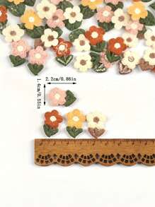 20/10Pcs Multicolor Floral Lace Fabric Patches, 0.55x0.87 Inches, DIY Craft Supplies For Bags, Clothing Accessories, Hair Accessories, Hairpin Accessories And Sewing Projects, Cute Knitted Clothing Accessories - Bright Orange, Pink, White, Green Leaf Pattern, Sewing Supplies
