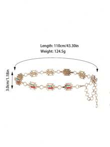 1 件女士蝴蝶链腰带，银色时尚百搭腰链连衣裙配饰，适合衬衫、裙子四季