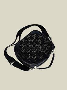 2025 Spring New Fashionable Versatile Handbag, Retro Style Shoulder Bag With Double Zipper, Simple Crossbody Round Bag - Black - View 6