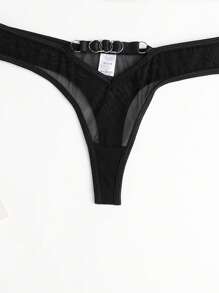 Lencería sexy para mujer, conjunto de 2 piezas de sujetador con embellecimiento de círculo en el cuello, de corte hueco, apta para uso en clubes nocturnos y espectáculos