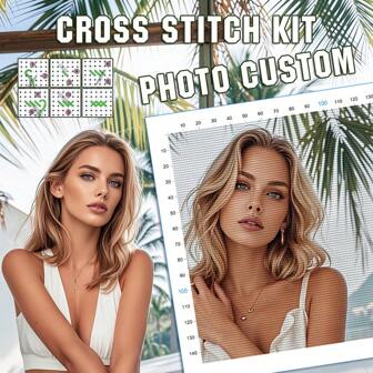 Photo Custom DIY Cross Stitch 11ct Embroidery Kit Stamped Pattern Printed Canvas Set Needle Easy For Beginners Home Decoration Personalized Gift