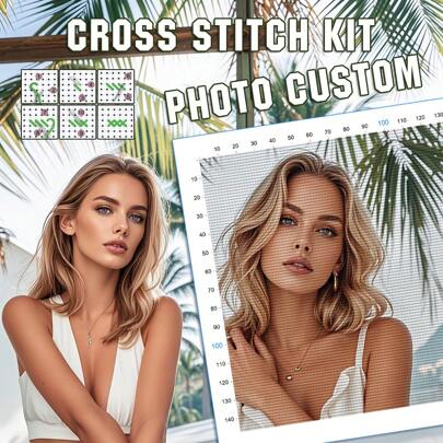 Photo Custom DIY Cross Stitch 11ct Embroidery Kit Stamped Pattern Printed Canvas Set Needle Easy For Beginners Home Decoration Personalized Gift