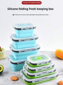 4pcs Silicone Food Preservation Box, Retractable And Foldable Silicone Food Box, Portable Food Preservation Box Refrigerator Storage Box Set Bento Box Outdoor Picnic Box Microwavable Portable Bento Box