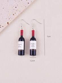 1 Pair Classic 3D Red Wine Bottle Design Earrings & Drop Earrings, Jewelry Decoration For Party - Red Wine Bottle - View 3
