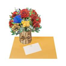 1pc 13-Inch Paper Flower Bouquet Greeting Card With Blank Note Card And Envelope, Ideal Gift For Celebrating Love, Birthday, Anniversary, Special Occasions, Valentine's Day,Back To School,School Supplies