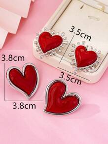 1 Pair Vintage Gothic Style Heart Shaped Earrings, Sweet And Fashionable, High-End And Luxurious, Suitable For Women