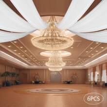 Rainaut [30FT Soft Wedding Ceiling Drapes] 6 Panels Wedding Ceiling Drapes, 5FT X 30FT Draping Fabric Chiffon Curtain, 100D Soft Wedding Arch Ceiling Draping Fabric Sheer, Backdrop Curtains For Party Ceremony Stage Decorations (White) Nice Holiday Gift (US Stock) Faster Delivery