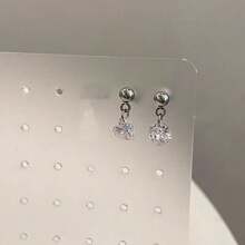 1PC CZ Heart Helix Piercing Ear Piercing Zirconia Earring Stainless Steel Tragaus Body Piercing Ear Stack For Daily Wear - Silver - View 6