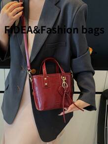 Nuevo bolso de cubo de moda para mujer de unicolor y minimalista de piel de PU, estilo elevado perfecto para citas y salidas informales, versátil bolso cruzado mini