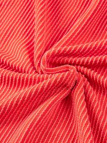 ASVIVID 女士罗纹圆领短袖针织宽松T恤和短裤休闲套装 - 橘色 - 查看 7