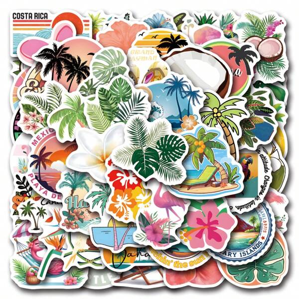 55Pcs Tropical Stickers Beach Island Life Stickers Pack | Western Stickers,High Quality Stickers For Scrapbook,Graffiti Sticker,Journaling,Laptop,Bumper,Skateboard,Water Bottles,Computer,Cartoon,Hard Hat,Car Stickers,Stickers Can Bring A Lot Of Fun To Your Life,The Perfect Gift For Adults