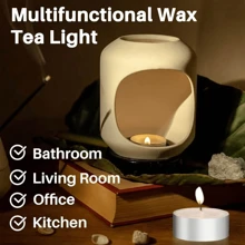 10/50/100 Pieces Circular Paraffin Wax Candles, Burn Time 2 Hours(S), 4 Hours(L), Romantic Set Up, Smokeless, Dripless, Suitable For Home Decor, Party, Romantic Decoration, Swimming Pool, Spa, Wedding