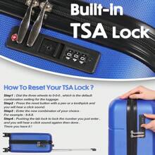 Carry On Suitcase ABS Hard Shell Lightweight Small Trolley Travel Cabin Luggage With 4 Double Spinner Wheels TSA Lock For Women, 21" - Blue - View 7