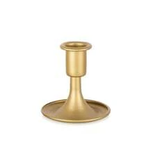 Soporte para vela en cono dorado - Soporte de vela de latón vintage corto y estrecho, artículo de decoración del hogar, accesorio de sobremesa, para usar con velas, adecuado para decoración central de bodas, navidad, fiesta de cumpleaños y decoración de mesa festiva