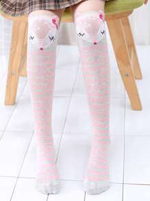 1 Pair Cartoon Children Breathable Knee-High Socks, Suitable For Everyday Wear