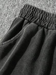 Zhuo Tianxi Men's Summer Graphic Letter & Portrait Print Drawstring Waist Casual Shorts - Black - View 5