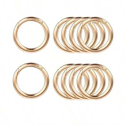 10pcs Metallic O-Ring Snap Hooks Suitable For DIY Jewelry, Openable Round Keychain Carabiner Clip Dog Leash Connector