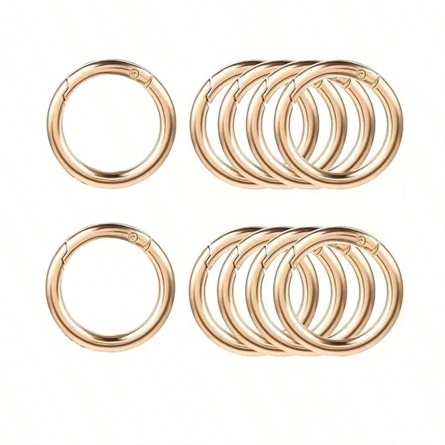 10pcs Metallic O-Ring Snap Hooks Suitable For DIY Jewelry, Openable Round Keychain Carabiner Clip Dog Leash Connector