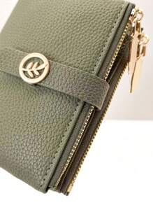 MINGYOU Women Short Snap Button PU Leather Wallet Soft Multi-Function Fashion Casual Card Case Zipper Minimalist Student Coin Purse Compact And Stylish For Women Wallet Mini Wallet Purse Wallet Small Wallet - Green - View 3