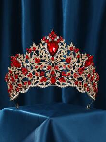 Baroque Crown And Tiara Gold Crystal Pearl Bride Wedding Queen Crowns Decorative Princess Tiaras Rhinestone Hair Accessories For Women And Girls - Multicolor - View 2