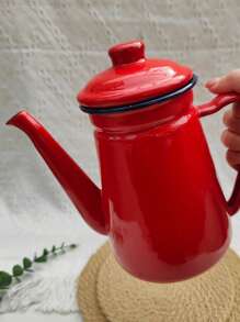 1 pieza Cafetera de goteo manual con esmalte con diseño floral, apta para uso en placa de inducción y cocina de gas