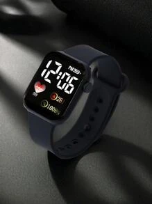 1 pièce Montre numérique carrée pour homme et 3 pièces Bracelet Collier Bague, le meilleur cadeau pour Halloween