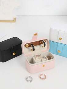 1 小型便携式 PU 皮革旅行珠宝盒，大容量戒指、项链、化妆品收纳盒，防水珠宝盒