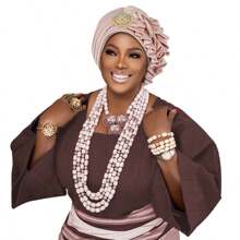 1 Stück nigerianischer Damenhut, halblaminierter Diamant-Zylinderhut, afrikanischer Hut, automatische Gel-Kopfbedeckung, geeignet für Hochzeiten, Partys und andere Festivals