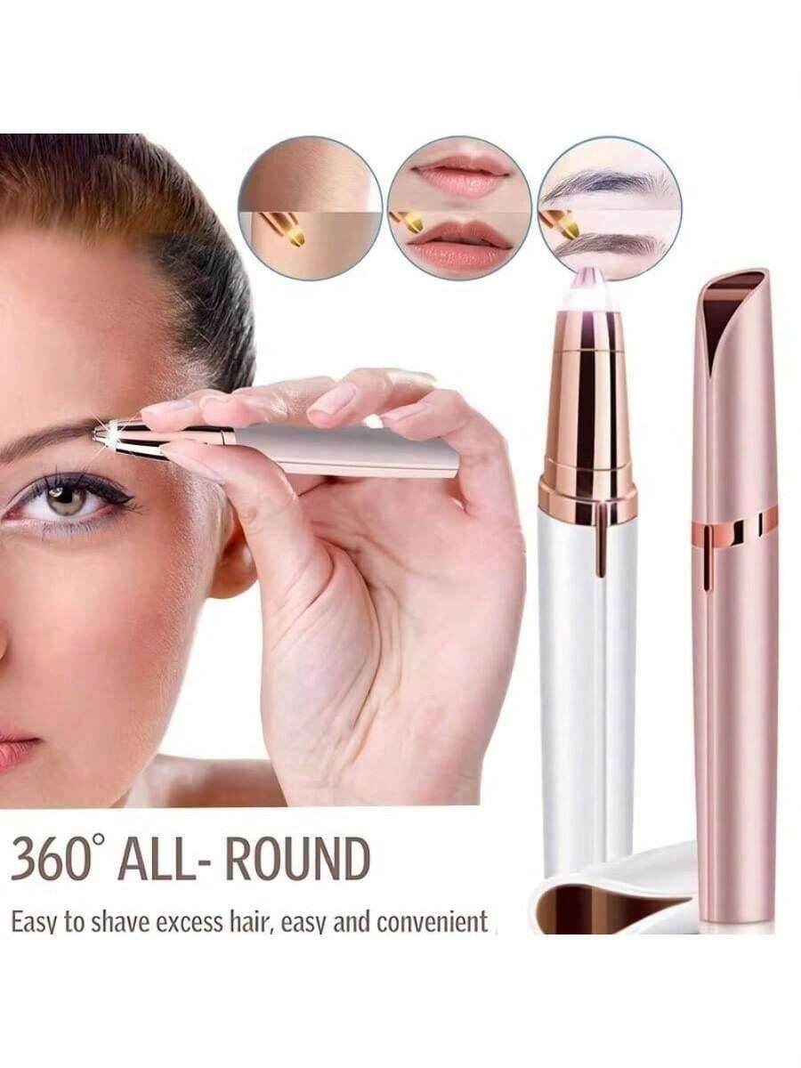 1 件 ABS 便携式电动修眉器电动便携式修眉刀，无痛白色修眉器，女士修眉笔自动眉刀，女士面部脱毛工具