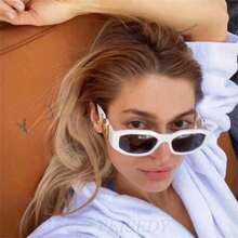 1pc Retro Rectangle Fashion Sunglasses Women Men ,Y2K Sunglasses, 90s Small Narrow Square Sunglasses,Summer Beach Glasses CK2322 - 003 - Xem 3