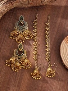 1 对阿拉伯宫廷风格流苏耳环套装，适合派对和节日，两种佩戴方式 - 氧化鍍阿拉伯風耳飾套裝 - 查看 15