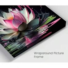 1pc Framed Canvas Poster Lotus Flower Large Wall Art Canvas Paintings Ideal Gift For Bedroom Living Room Corridor Wall Art Wall Decor Room Decoration Ready To Hang