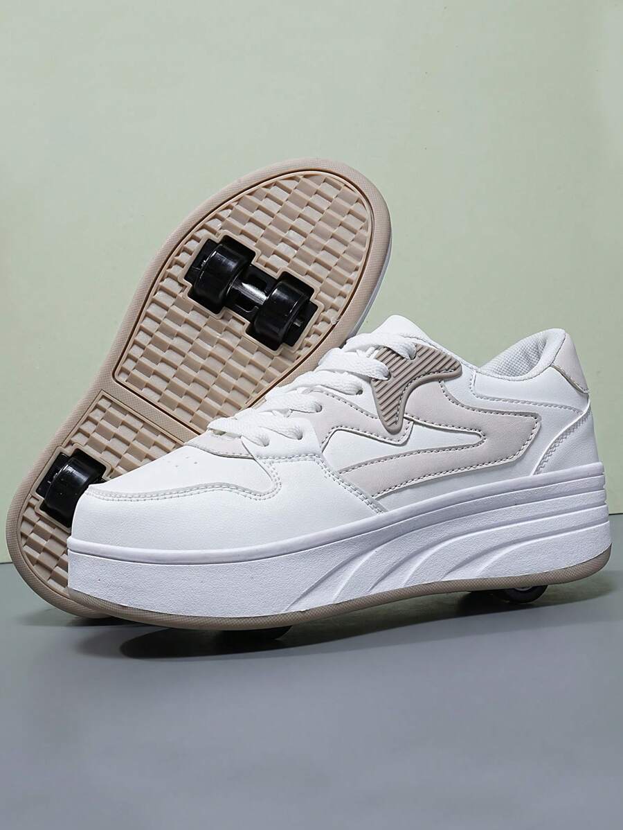 Giày trượt patin ngoài trời phong cách mới cho trẻ em, giày thể thao trượt patin thời trang 4 bánh cho công viên, giày thể thao đa năng cho thanh thiếu niên