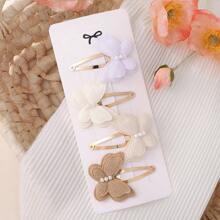 4pcs/Set Double-Layer Pearl Bow Hairclips, Seamless BB Clips Set, Handmade Fabric Edged Hair Clips, Cute Girl's Hair Accessories, Suitable For Daily Wear, Colorful Butterfly Hairpins