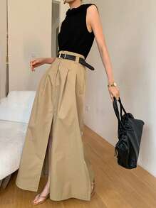 Falda asimétrica de cintura alta minimalista