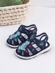GENGASUN 1 pieza Zapatos con sonaja redondos de lona con estampado de dibujos animados para bebé