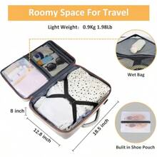 Mochila de Viaje 10 kg Avion 35L Grande Impermeable para Hombre y Mujer, Compartimento Laptop 15.6 pulgadas, Puerto USB Integrado, Maleta Mano Funcional, Práctica Equipaje Cabinas, Negro - Caqui Blanco - Ver 5