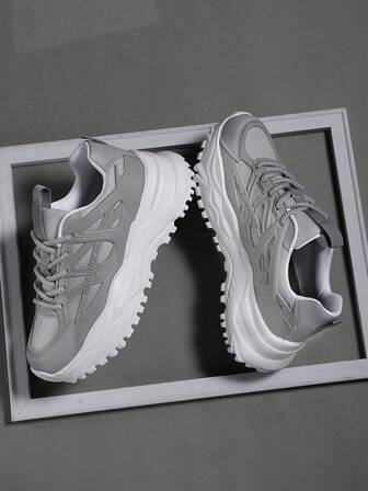 Women's Casual Sports Shoes, Lightweight Breathable Non-Slip Durable Comfortable Versatile Running Sneakers, Lace-Up Splicing Retro Fashion Sporty Shoes, Suitable For Everyday Wear, Outdoor Sports, Lightweight Fitness And Training, All Seasons