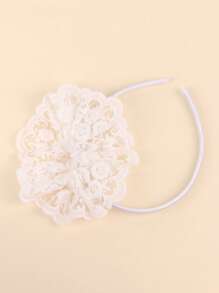 1pc Lace Flower Headband For Girls, White Floral Bow Hairband, Toddler Girl Hair Hoop, Spring Birthday Wedding Headdress, Elegant Headwear Gift, Kids Hair Accessories.