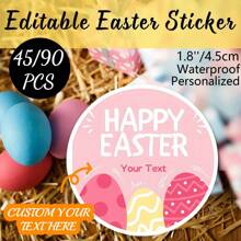 45/90 etiquetas adhesivas de pascua personalizadas, etiquetas de cumpleaños personalizadas y divertidas, etiquetas de agradecimiento con conejo alegre, adecuadas para cajas de regalo, invitaciones y decoraciones de fiesta de cumpleaños